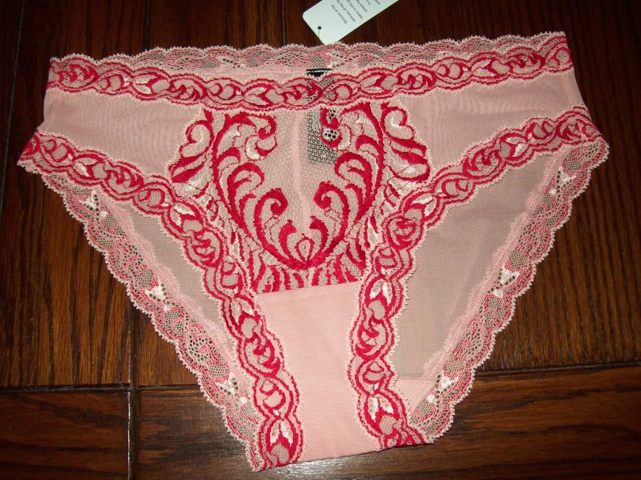 NWT NATORI FEATHERS HIPSTER PANTIES 753023 PK015 ROSE BLUSH/LOLLIPOP M L