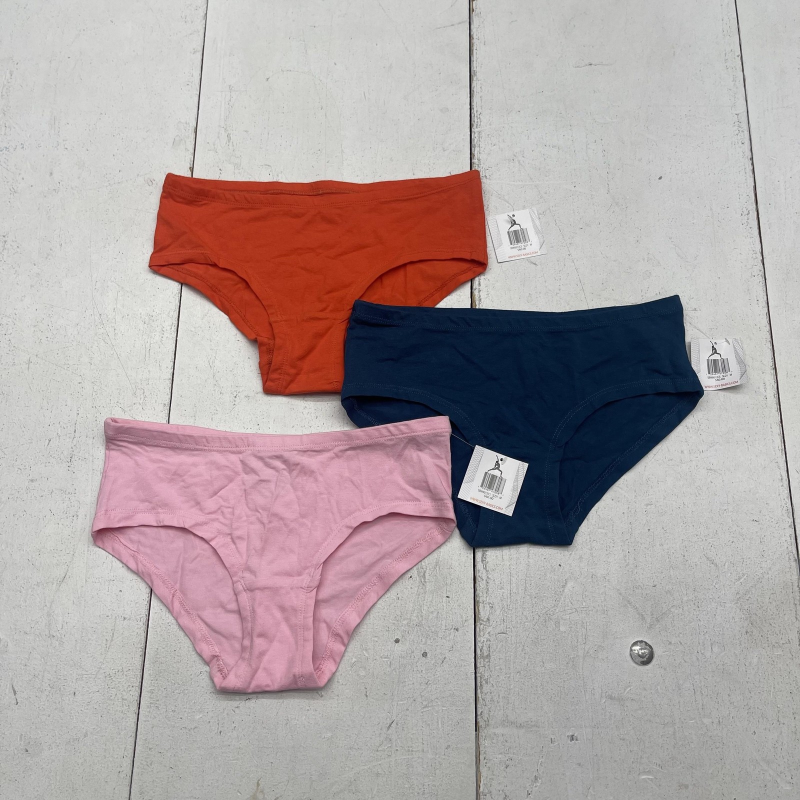 Sexy Basics Bikini Panties Womens Medium Multicolor Cotton 3 Pack Underwear