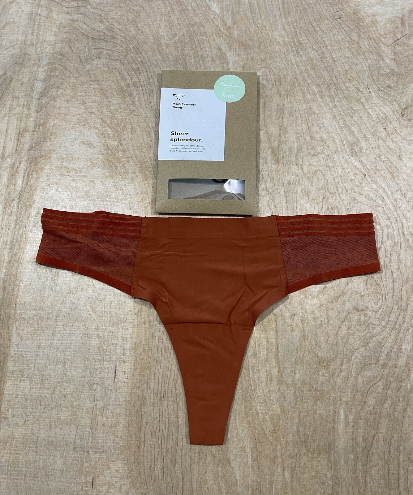 Knix Women’s Mesh Essential Thong Sz L Ginger Cookie“No Leak Proof
