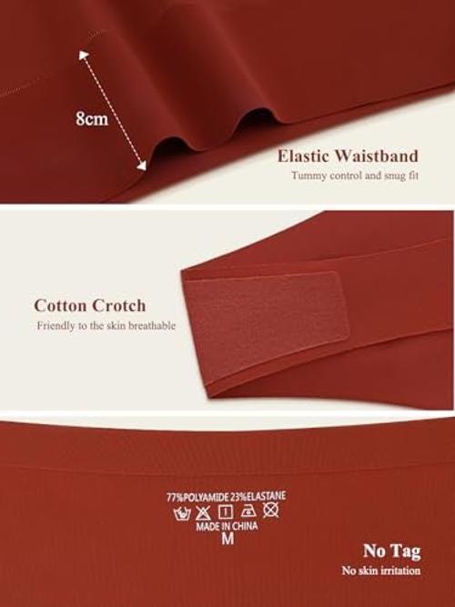 Thongs for Women High Waisted Sexy Seamless Underwear Large 5 Color Packs