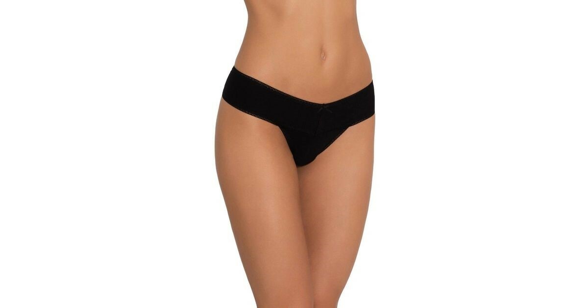 Eberjey 261224 Women’s Pima Goddess Everyday V Thong Black Underwear Size S