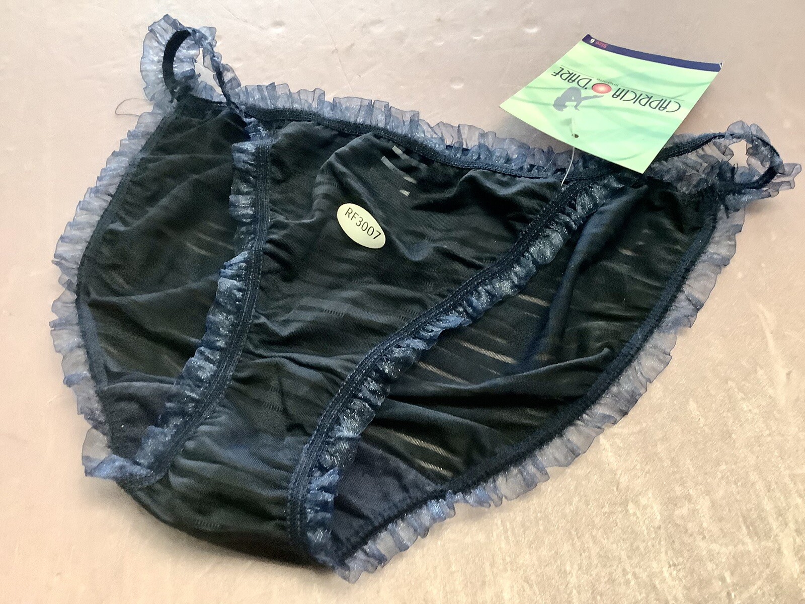 women panties bikinis blue sheer size M/6 CAPRICIA O’DARE W/ Decoration comfy