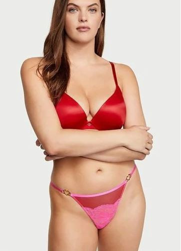 VICTORIA’S SECRET PINK HEARTWARE POST PINK THONG PANTY SIZE M