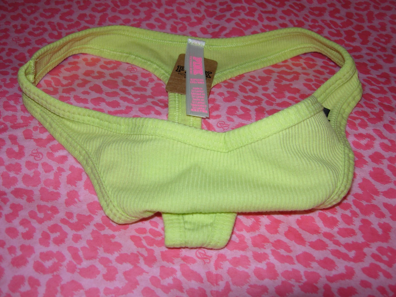 Victorias Secret PINK Sexy Thong String V-Cut Ribbed Neon Green S M L XL XXL NWT