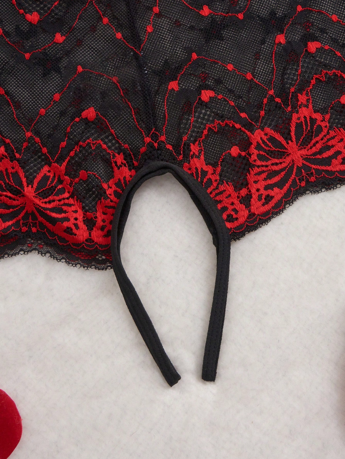 Women’s Black Embroidered Backless Lace Butterfly Sexy Brief Lingerie Panties