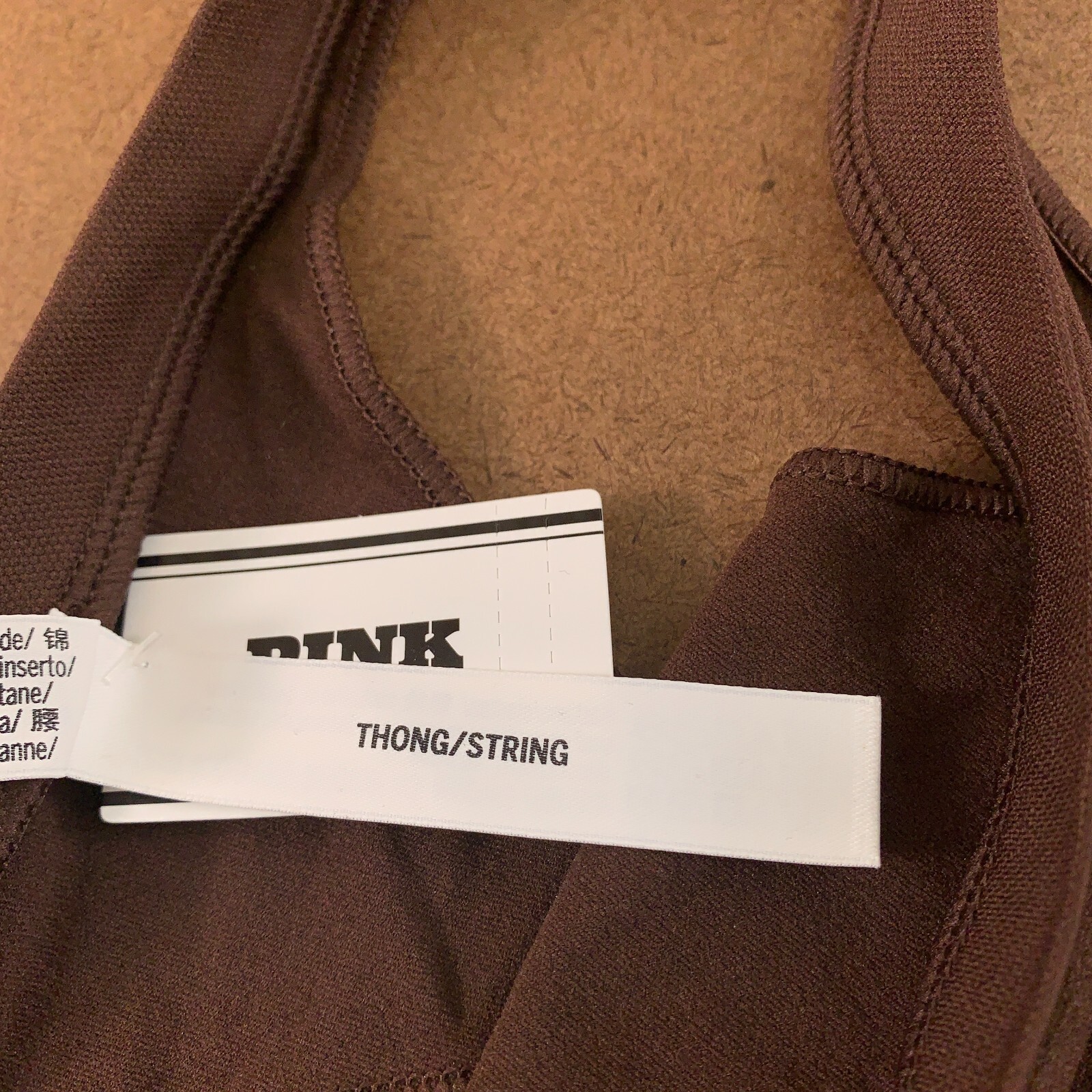 PINK Womens Size Small Brown Seamless High-Leg Thong Panty 2 Pack NWT