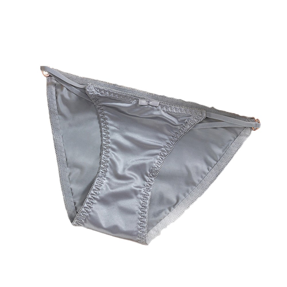 Women Seamless Satin Ice Silk Underwear Low Waist Slim Strap Triangle Pant