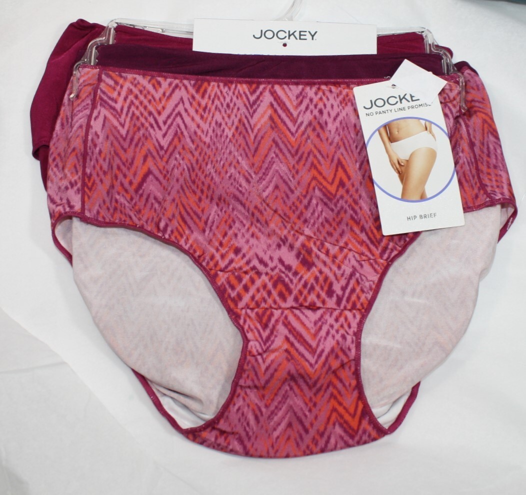 NWT set /3 JOCKEY 1772 no panty line promise HIP BRIEF BERRY WINE CHEVRON orange
