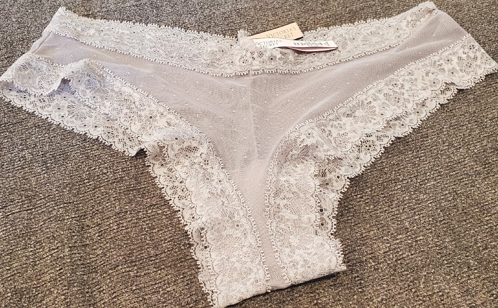Victoria Secret See-through Sheer Cheeky Underwear Color Light Gray Size Large