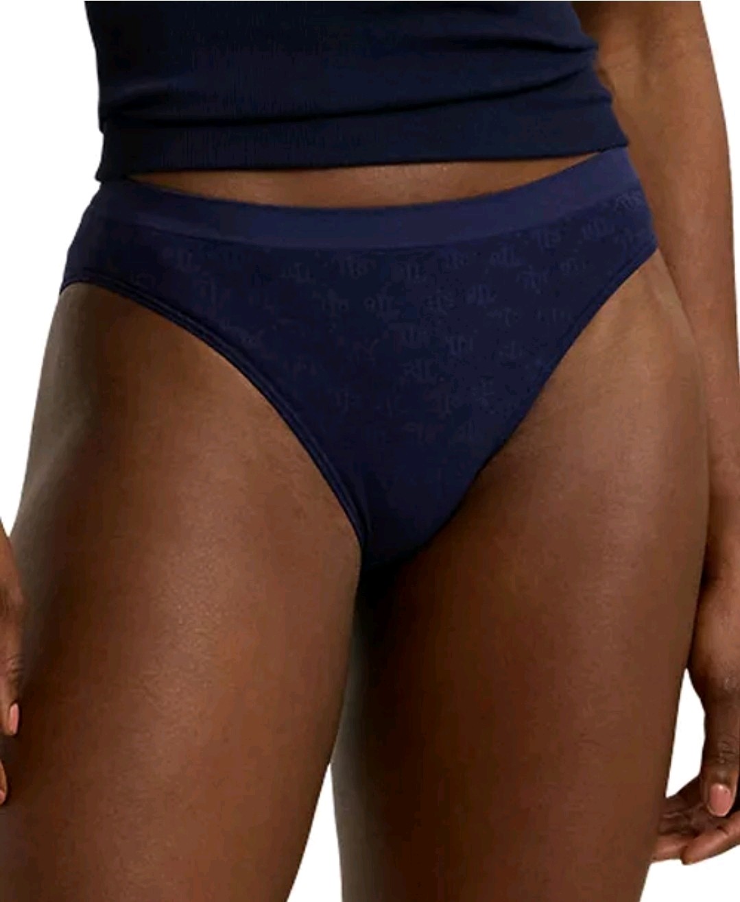 Ralph Lauren Women’s Monogram Mesh Jacquard Bikini Brief Underwear Navy Small