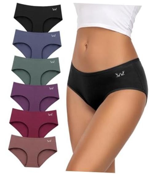 Womens Underwear Low Rise Cotton Hipster Panties Soft Medium Multicolor-6pack
