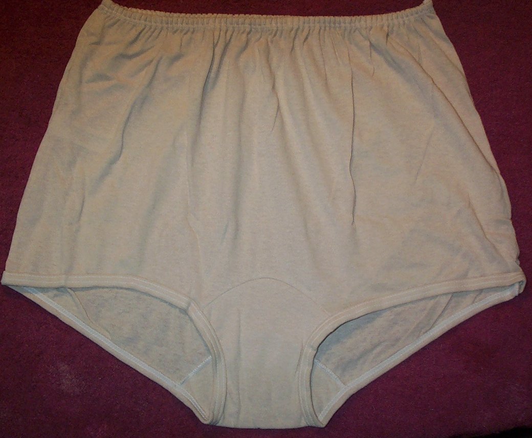3 Pair Size 5 Beige 100% COTTON Narrow Band LEG PANTY w/ Covered Waist Elastic