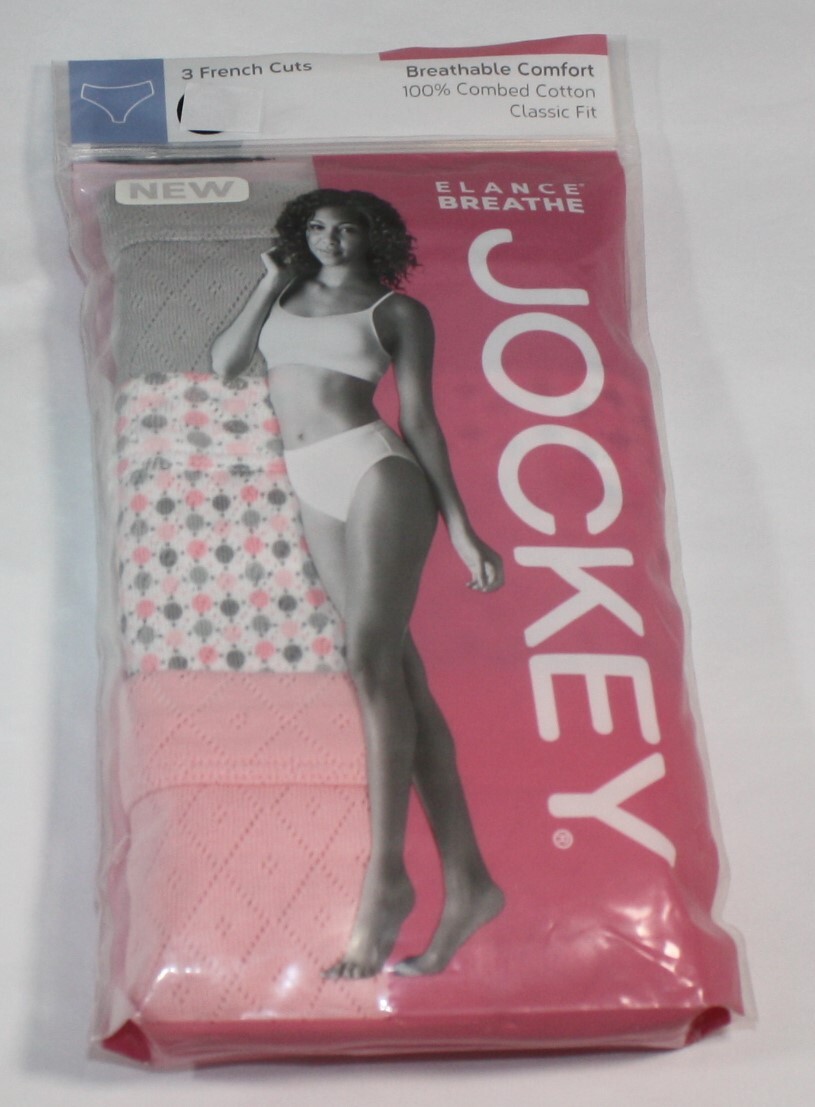 New 3 PK JOCKEY 100% combed cotton FRENCH CUTS BREATHABLE comfort DOTS GRAY PINK