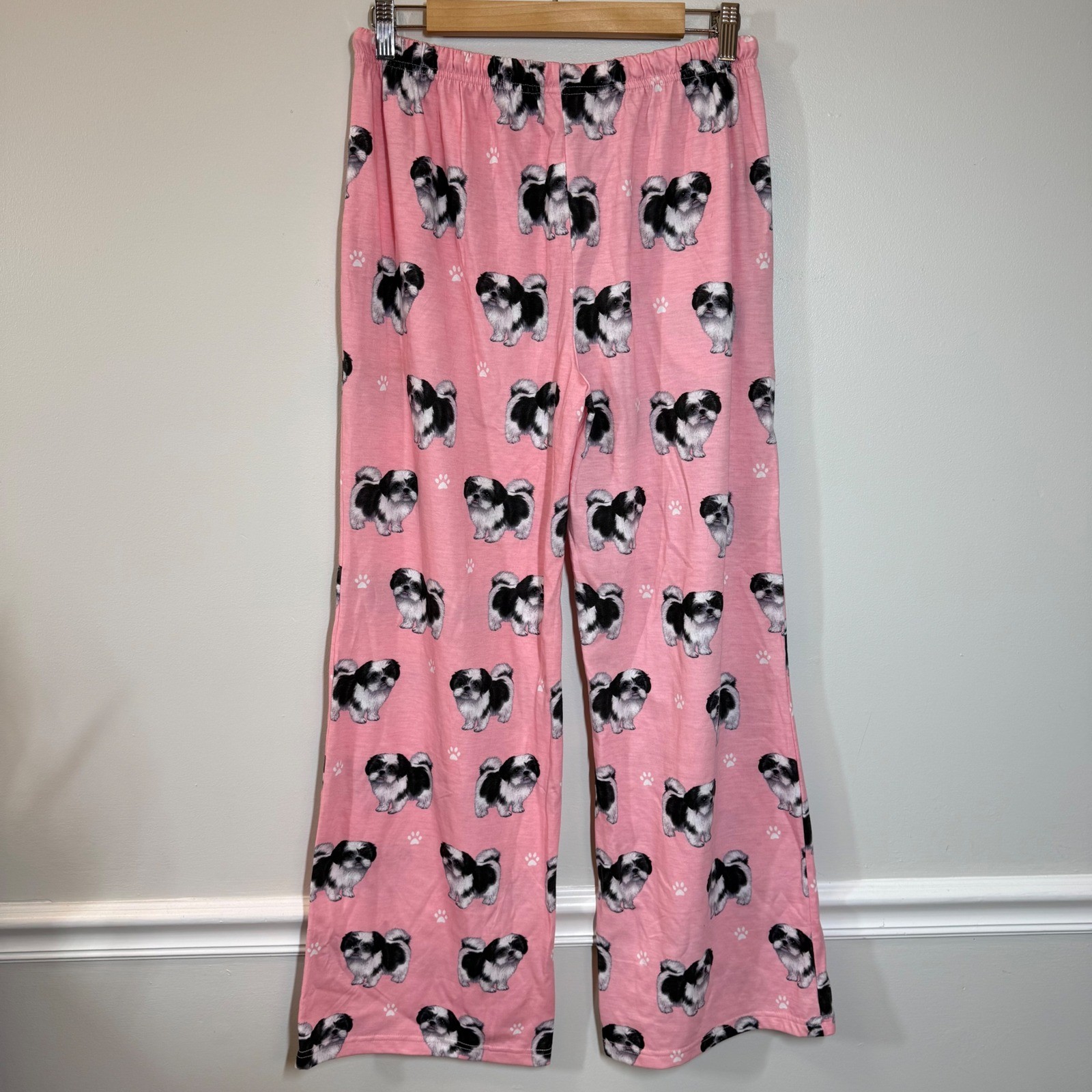 Comfies Shih Tzu Pajama Pants Womens M Pink Dog Print Lounge Sleep Pants NWT
