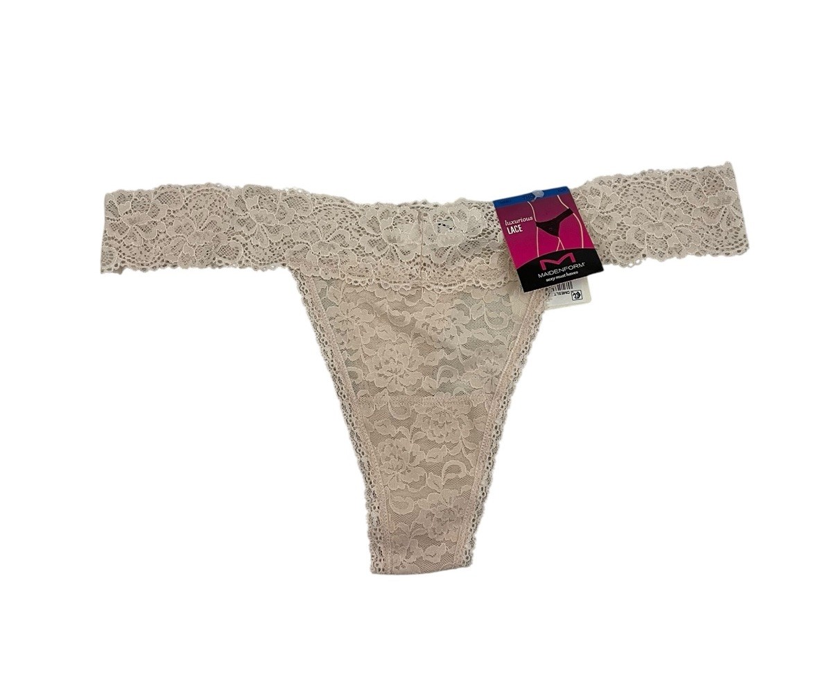Maidenform Pink Lace Thong Size XL/8 – 86% Nylon And 14% Spandex