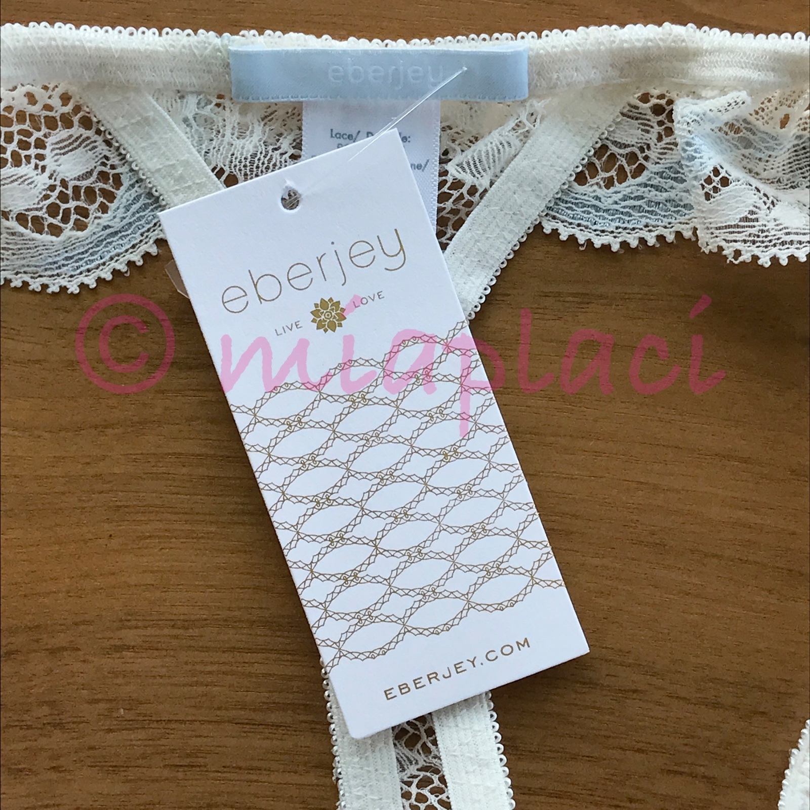 NWT Eberjey Something Blue Lace Ruffle Thong Panty #A1479LR Ivory/Blue Bridal