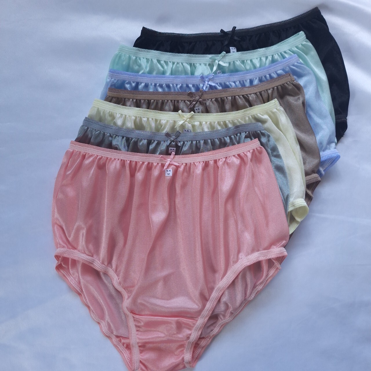 7 Underwear Women Mans Nylon Panties Silky Light Soft High Waist 28″-34″ Size M