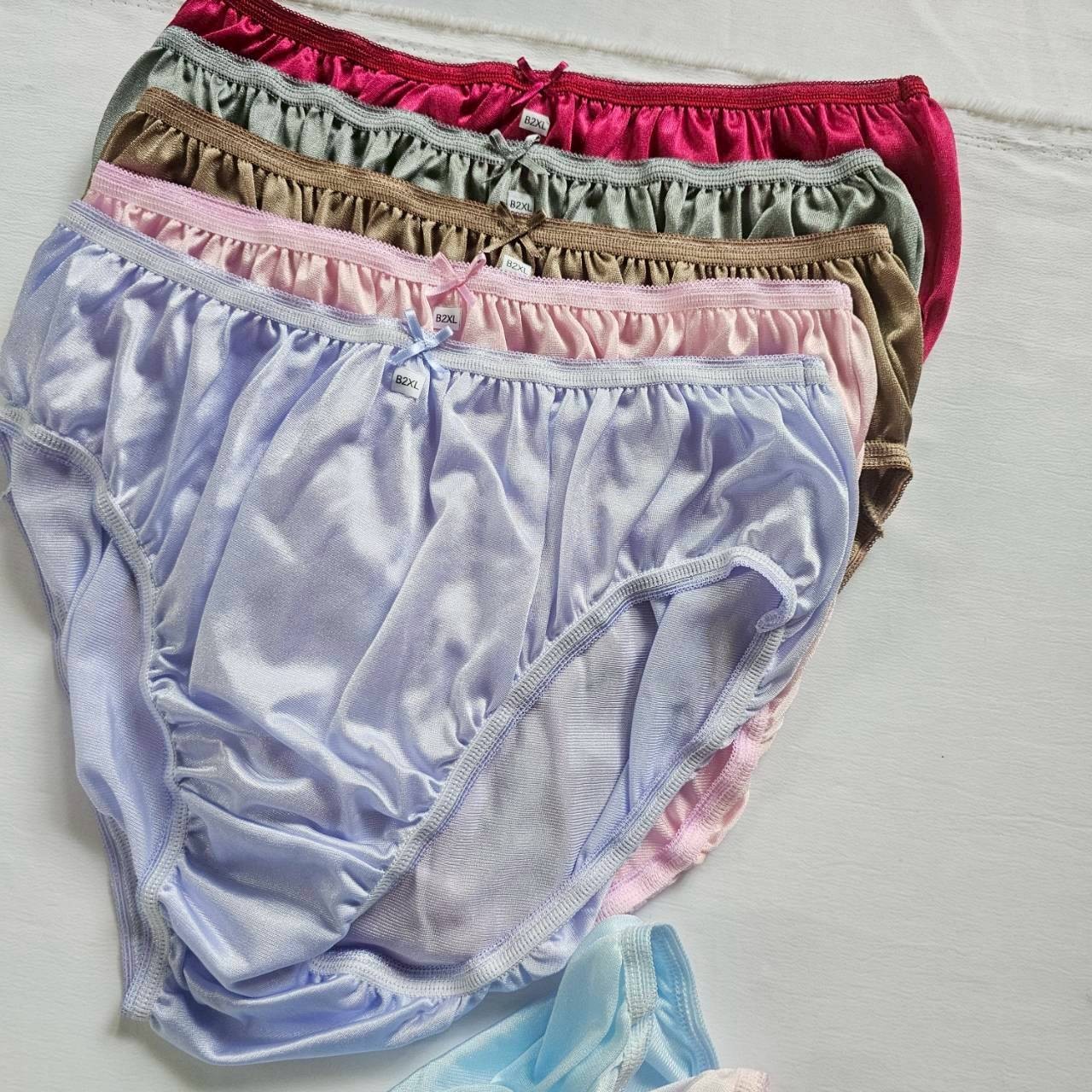 12 Big Bikini Underwear Nylon Woman Panties Soft Smooth Briefs Mid-Waist/Mix/2XL