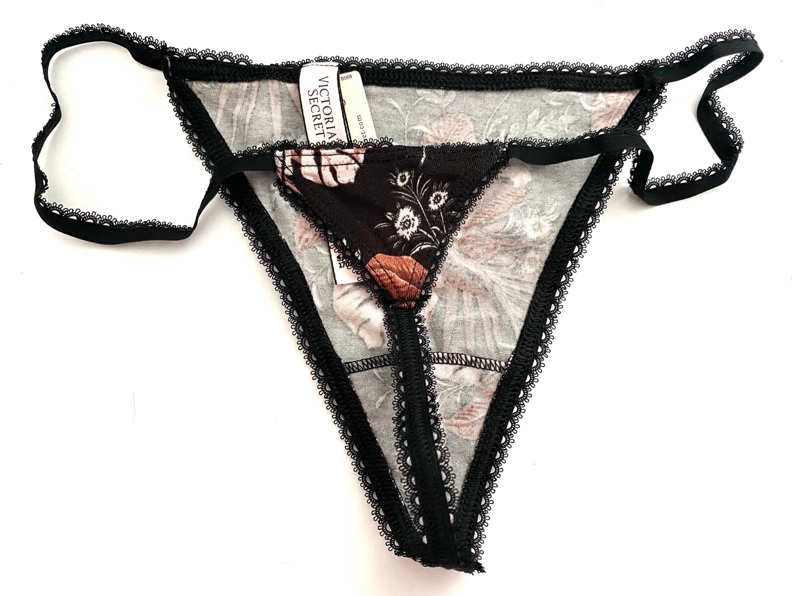 Victoria’s Secret V String Panty Black Jungle Floral S M XL