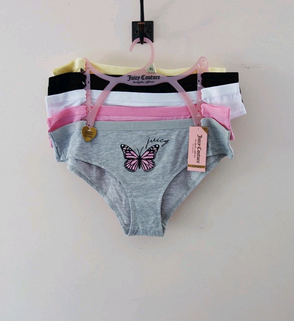 Juicy Couture 5-Pack Soft Stretchy Cotton Cheeky Panties Butterfly Pink (XL) NWT