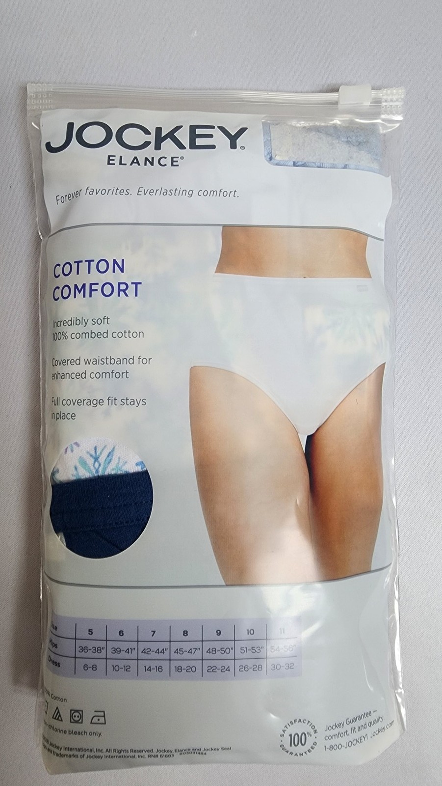 Jockey Elance Cotton Comfort Brief Panties – Size 7 – 3 Pack Mixed Blues