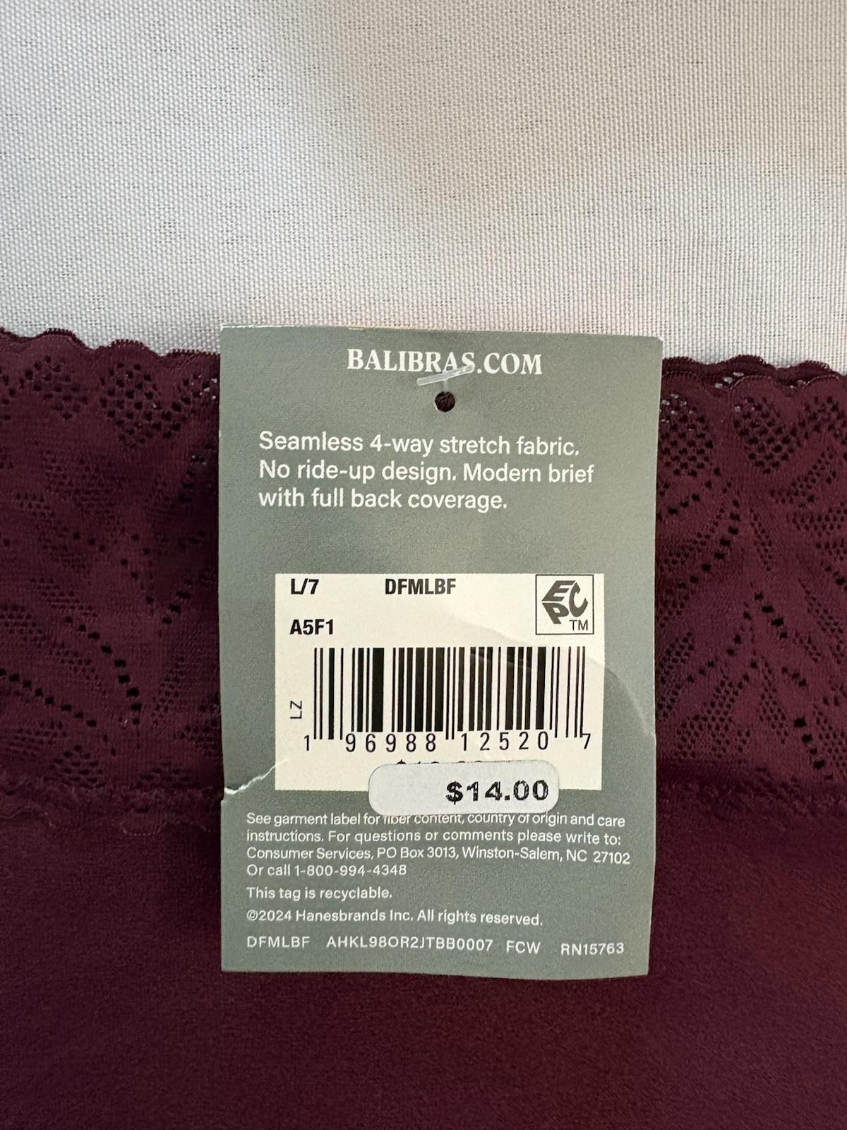 NEW Bali Modern Seamless Lace Trim Brief Underwear Women’s Large 2 Pair DFMLBF