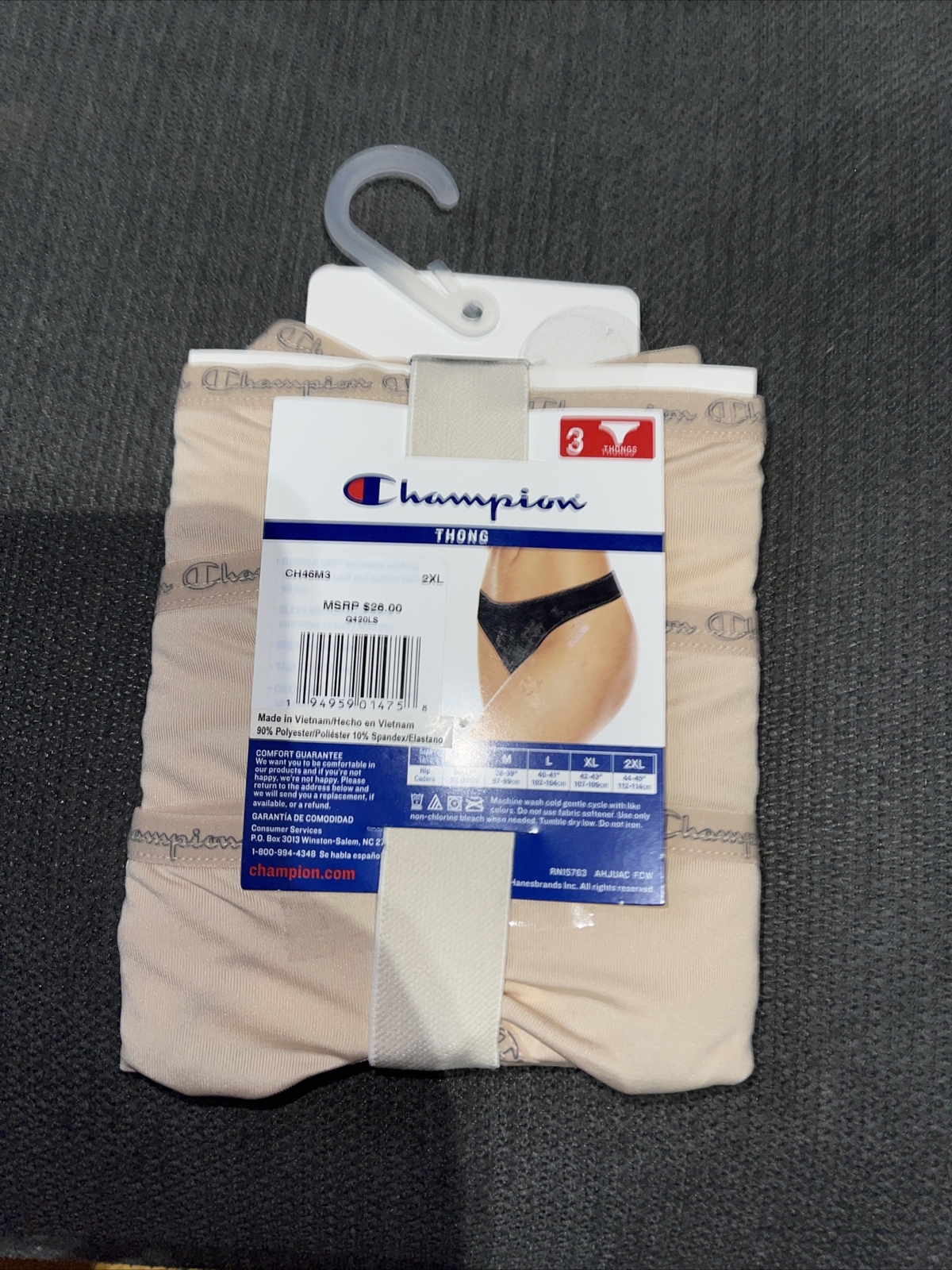 champion thong 3 pack sleek microfiber