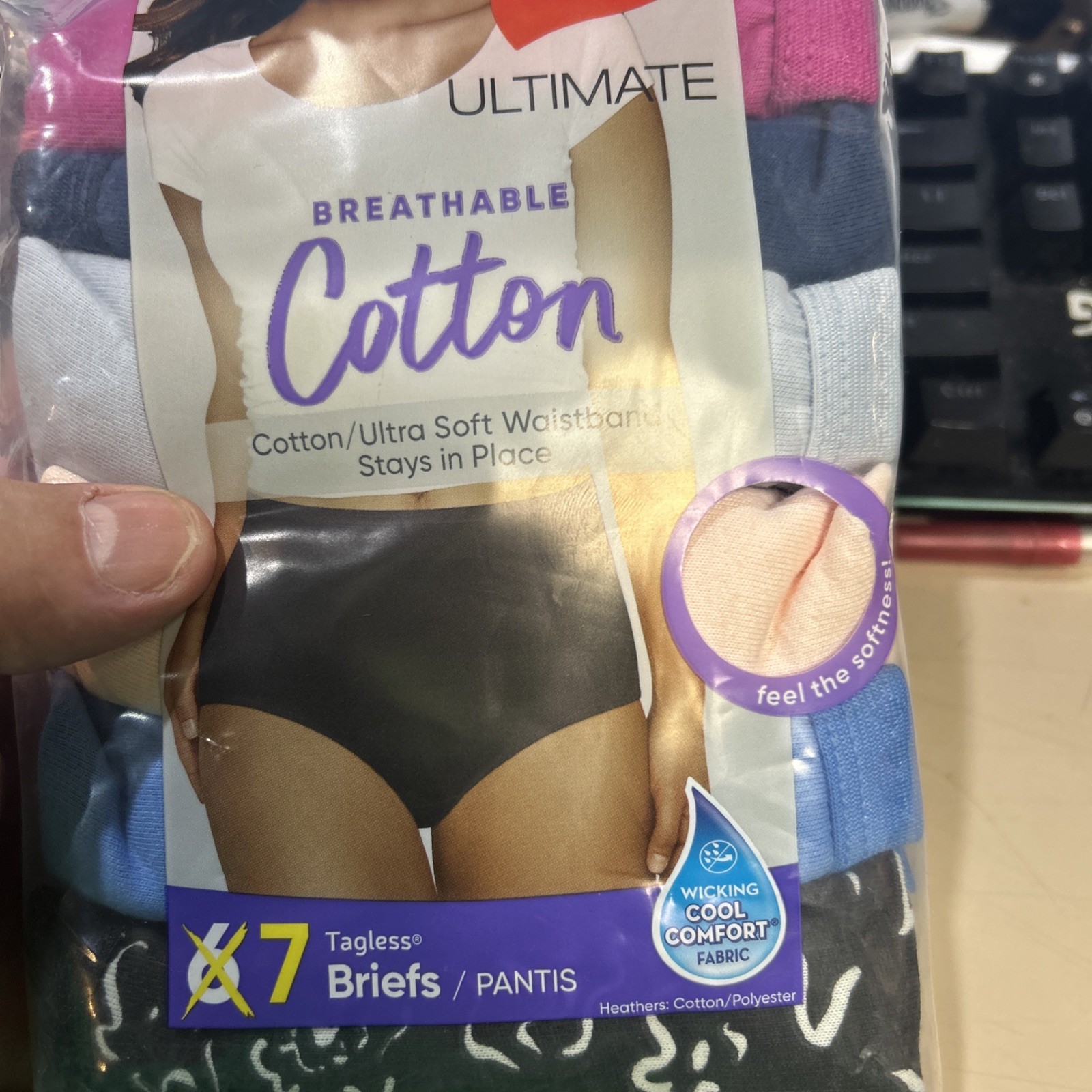 Women’s Hanes Ultimate 6 +1 Bonus Pack Cotton Brief Panty 40H7CC Size 6/med