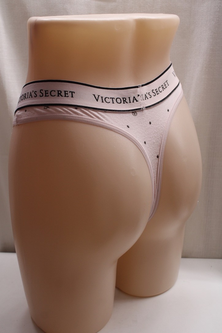 Victoria’s Secret Logo Pink Cotton Elastane String Thong High Leg Cheeky S/P