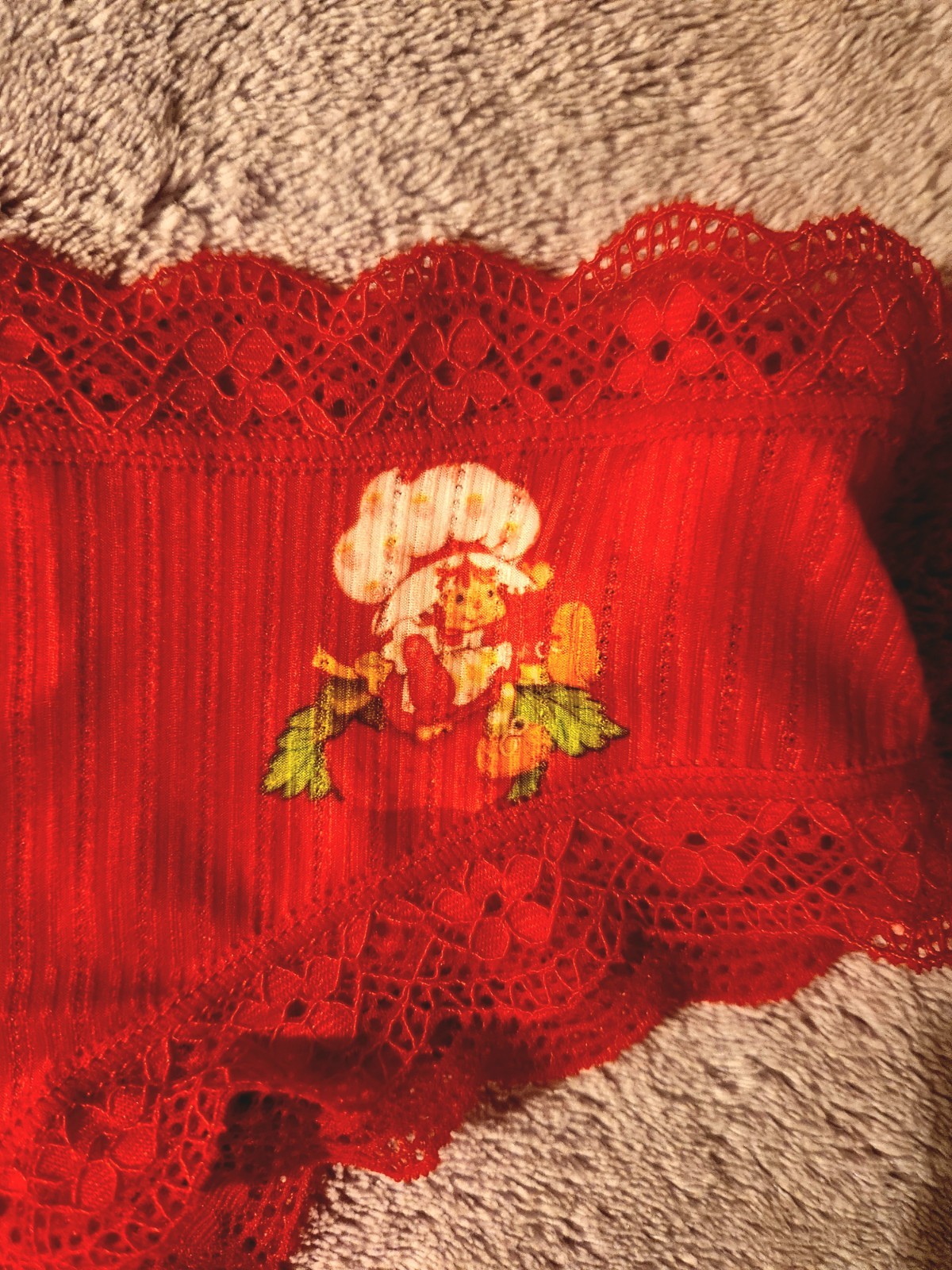 Red Strawberry Shortcake Pantie Lace Soft Stretch M Super Cute Cheeky