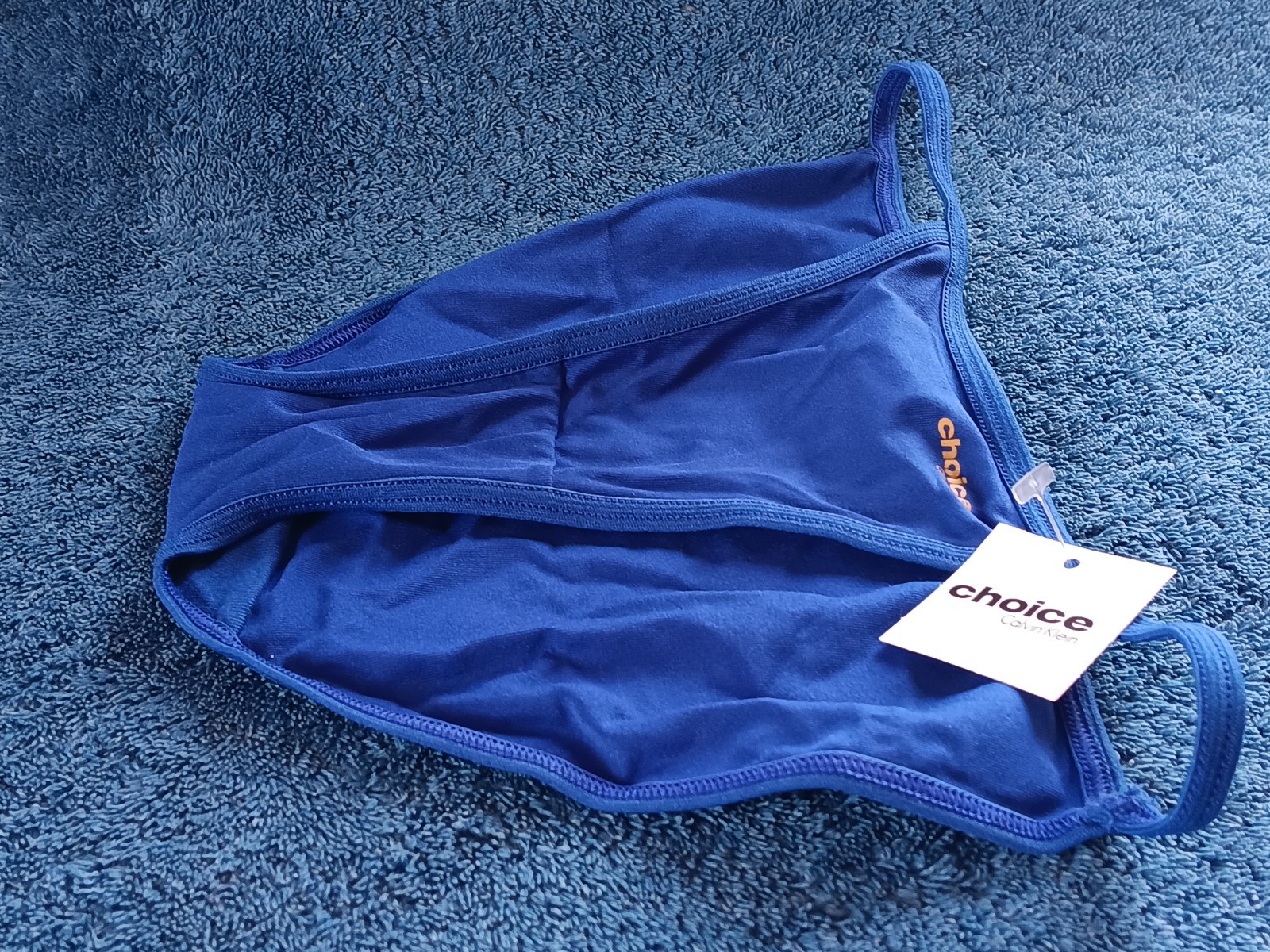 Vtg 2000s Bright Blue CALVIN KLEIN CHOICE String Bikini Panty NYLON ELASTN S NWT