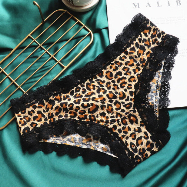 5PCS/LOT Womens Sexy Panties Brief Leopard Print Lace Underwear Lingerie Hipster