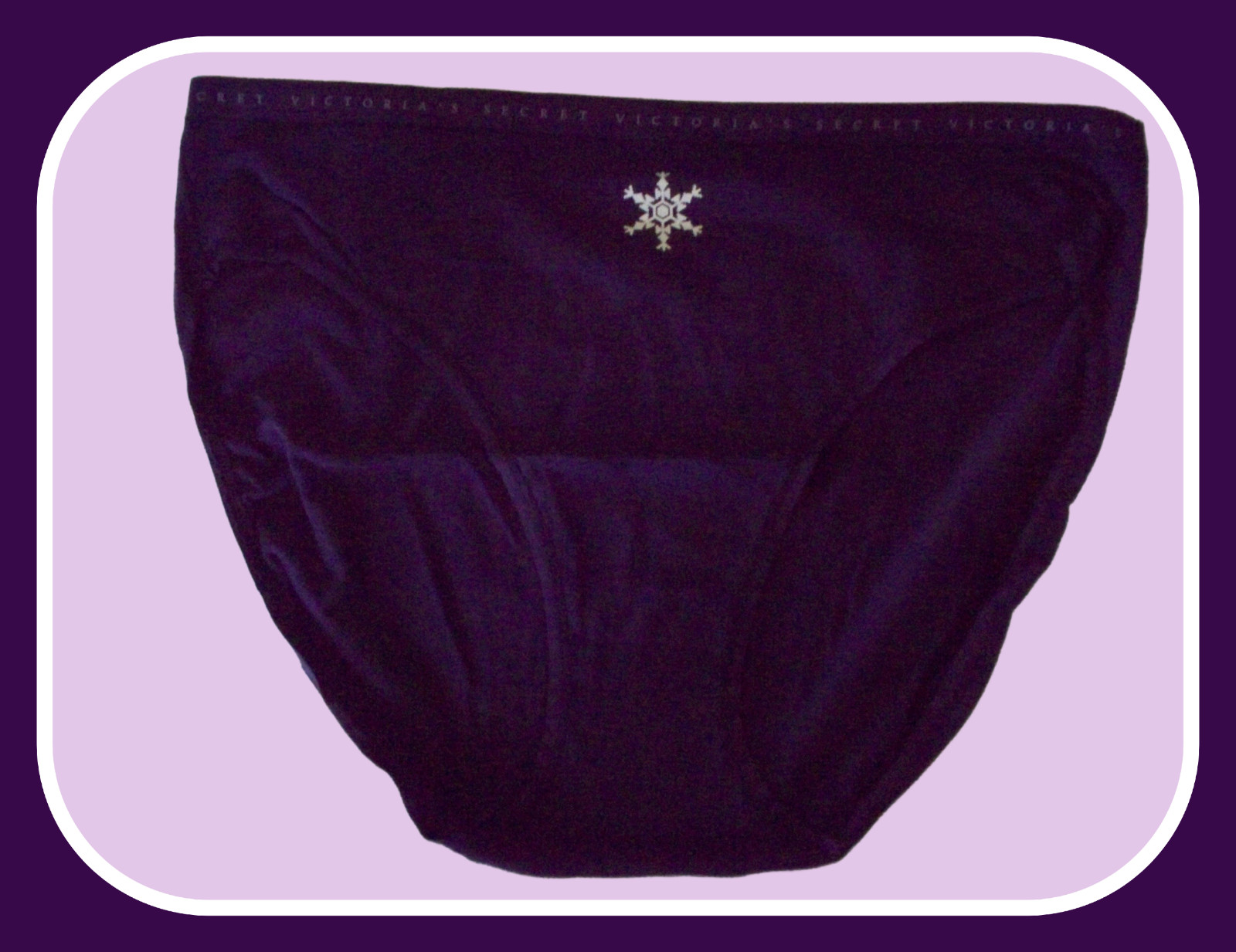 XL Dk Purple Snowflake Stretch Cotton Victorias Secret HighLeg Waist Brief Panty