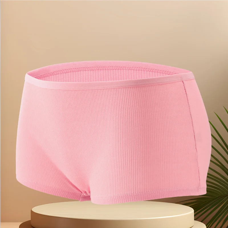 1pc Cotton Panties Seamless Sports Boxers Solid Color Cozy Soft Women Wear