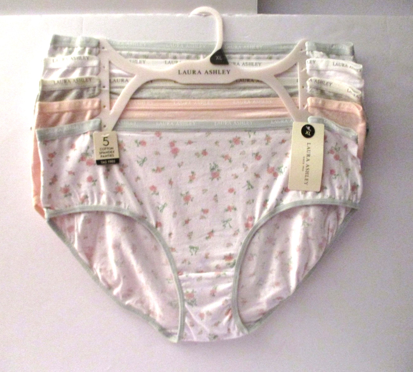 Laura Ashley Women’s cotton stretch Hipster panties 5-Pair size XL