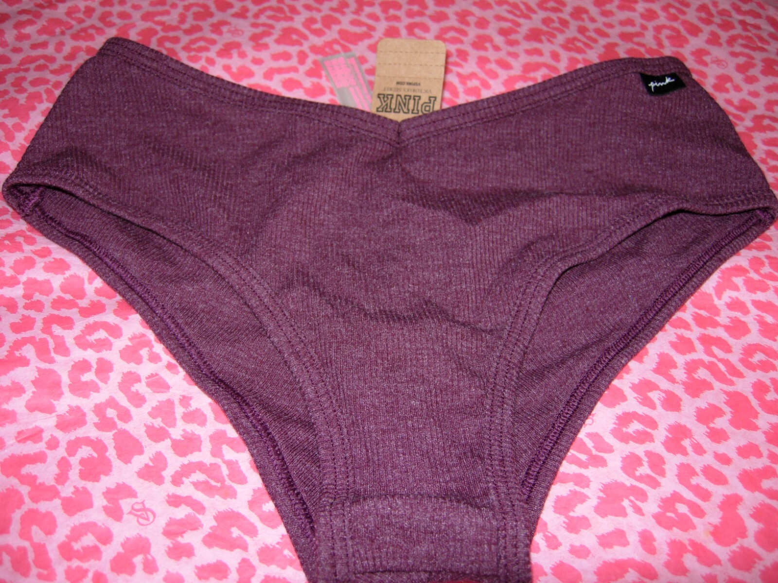 Victorias Secret Sexy PINK Cheekster Beaming Purple Marooon V-Cut Pantie NWT