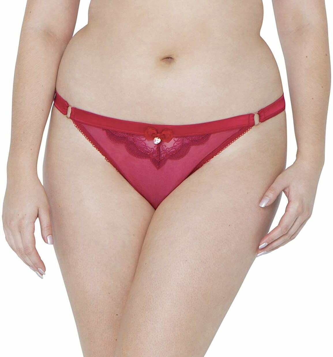Curvy Kate Surrender Thong Scantilly Size M 12 Deep Red Mesh Knickers ST2402 New