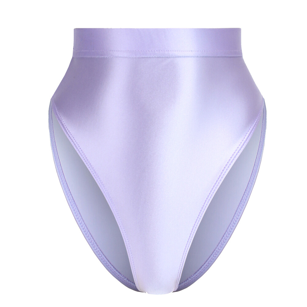 Women Sexy Shiny High-Waisted Panties Glossy Gymnastics Briefs Inner Outer Wear