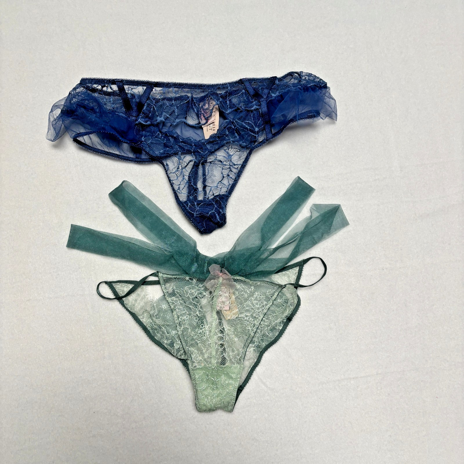 Victoria’s Secret Dream Angels Thong Tanga Blue M/M Cheekini Bikini Green M/M