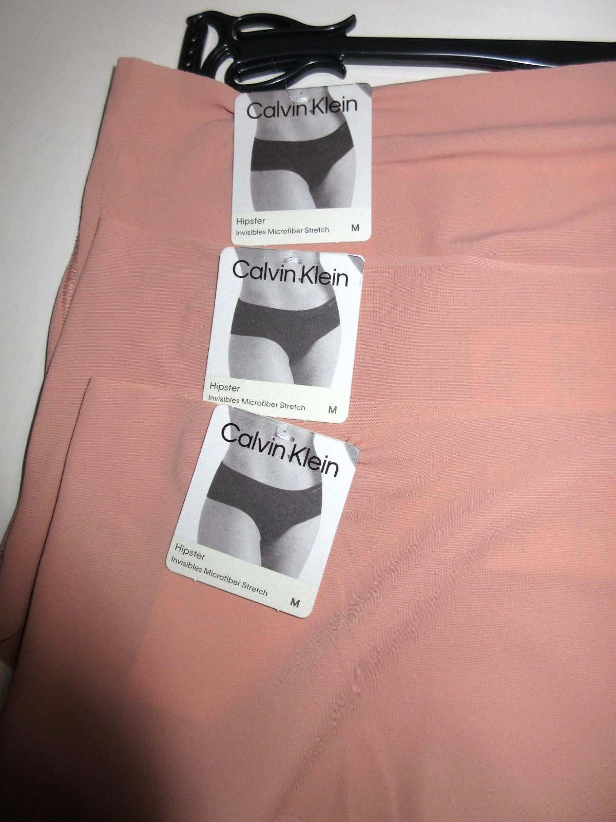 3-Pairs Calvin Klein HIPSTER Panties D3429 rose beige invisible poly women ~ M