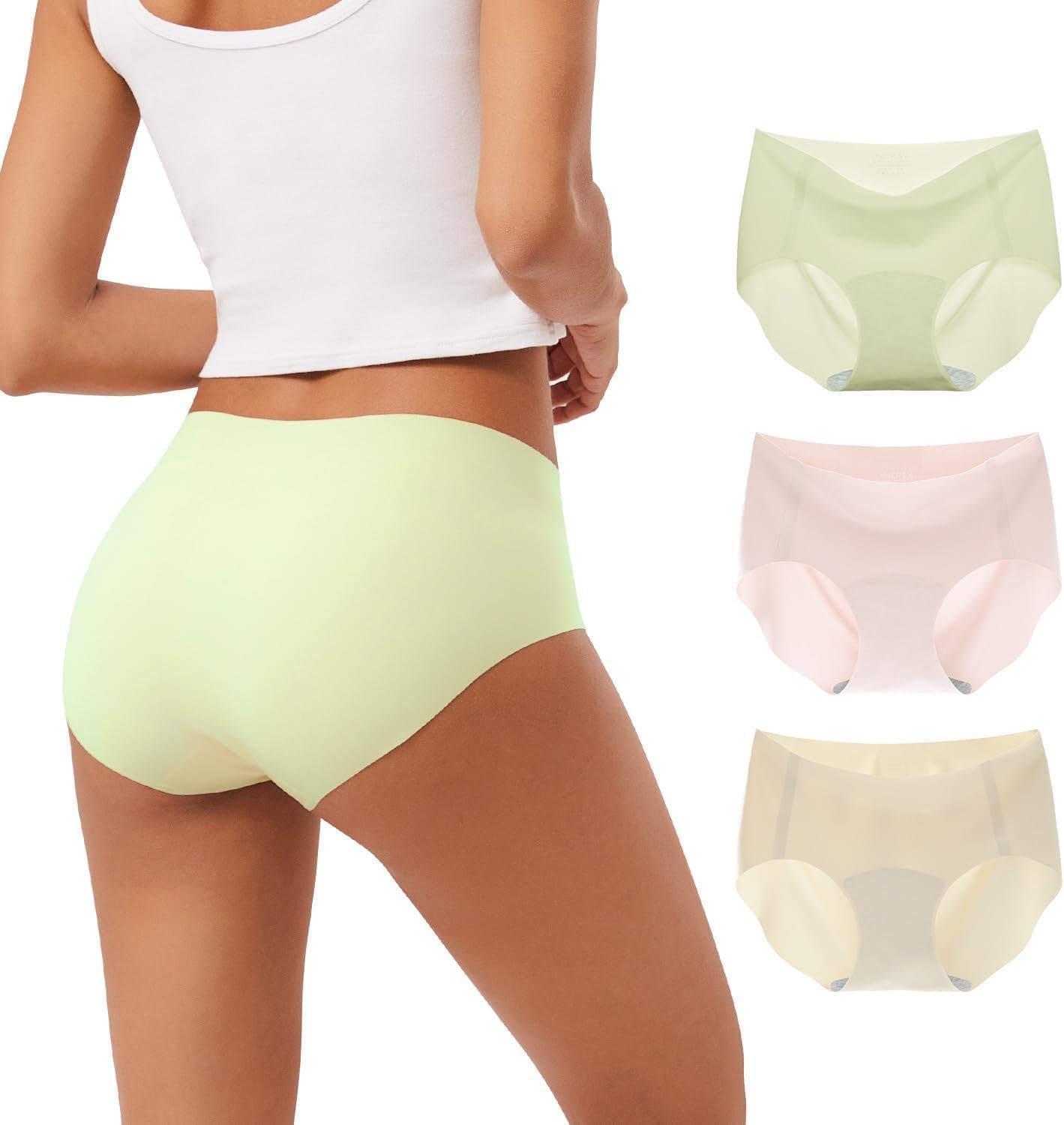 Women’S Seamless No Show Hipster Panties Invisible Light Underwear 3-Pack