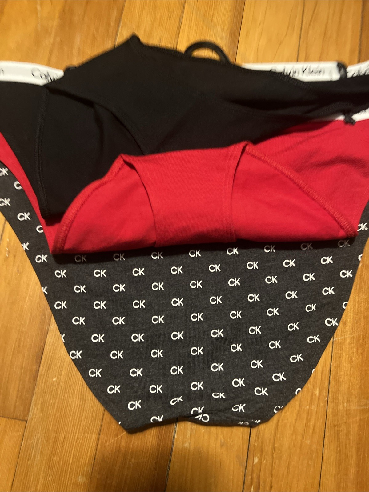 CALVIN KLEIN 3 pack Bikini SZ XL Cotton blend BLACK GRAY RED LOGO color NWT