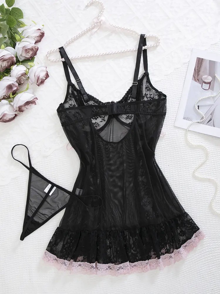 Women’s Plus 2X Underwire Black And Pink Lingerie Soft And Stretchy With Panty