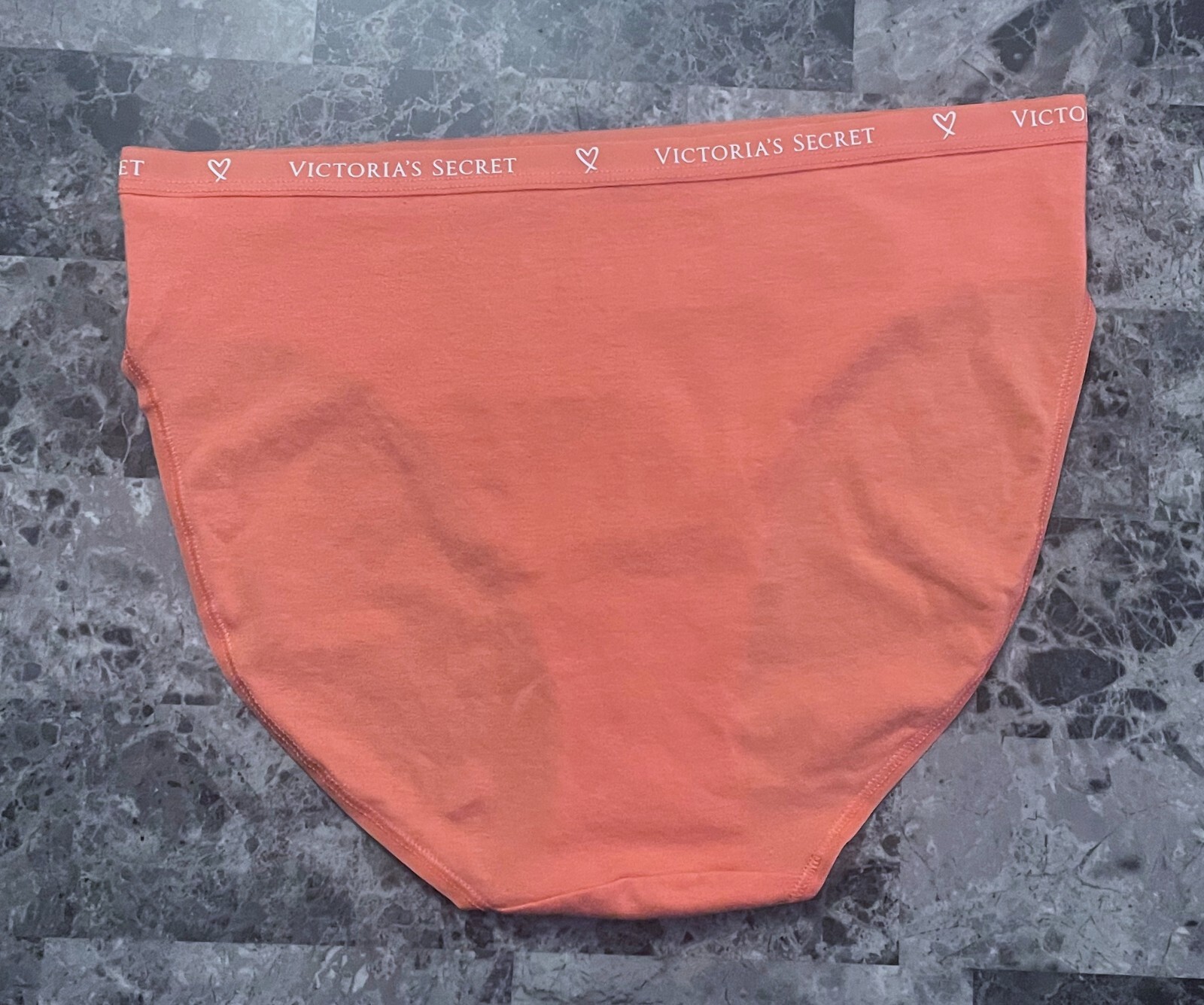 NWT VICTORIA’S SECRET MEDIUM CORAL LOGO LIGHTWEIGHT BAND HIGH LEG BRIEF PANTIES