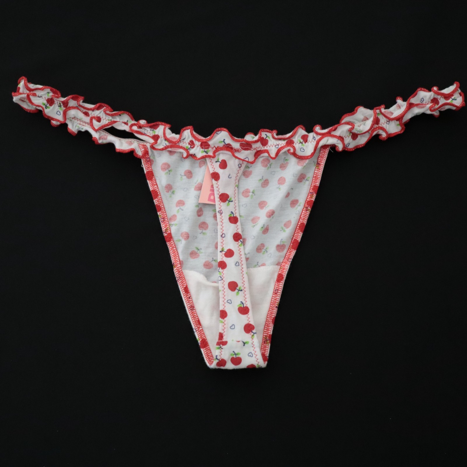 NEW Victoria’s Secret VTG PINK Cotton Rare V-String Ruffle Thong Panty MEDIUM