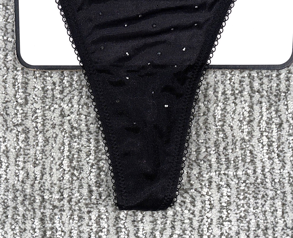 Victoria’s Secret Dream Angels NWT Small Black Crystal Shimmer Thong Panty Sexy
