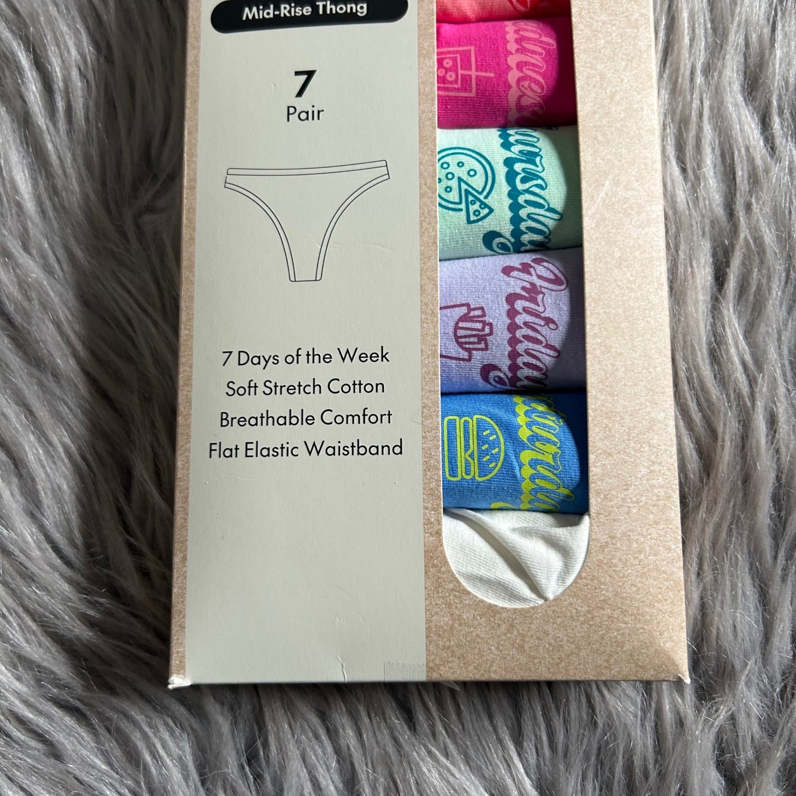 No Boundaries Mid-Rise Thong Women’s Size XXXL (22) 7 Days Of The Week Cotton