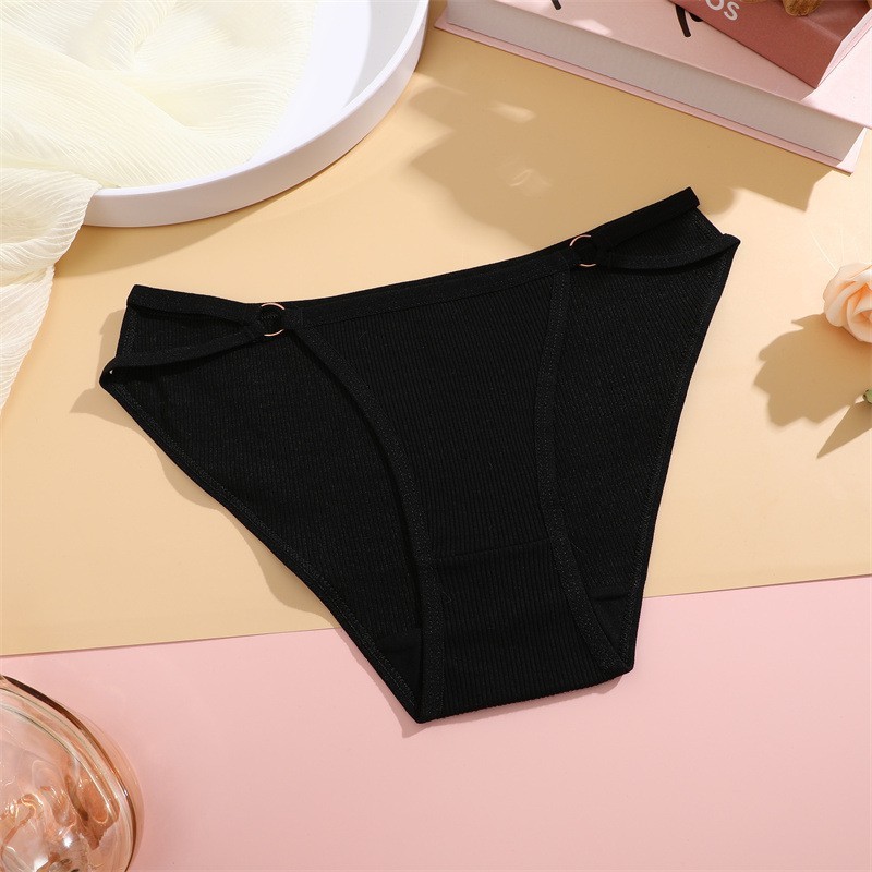 3 Pack Ribbed Cotton Low Rise Bikini Panties – Solid Ring Detail Comfort S-XL