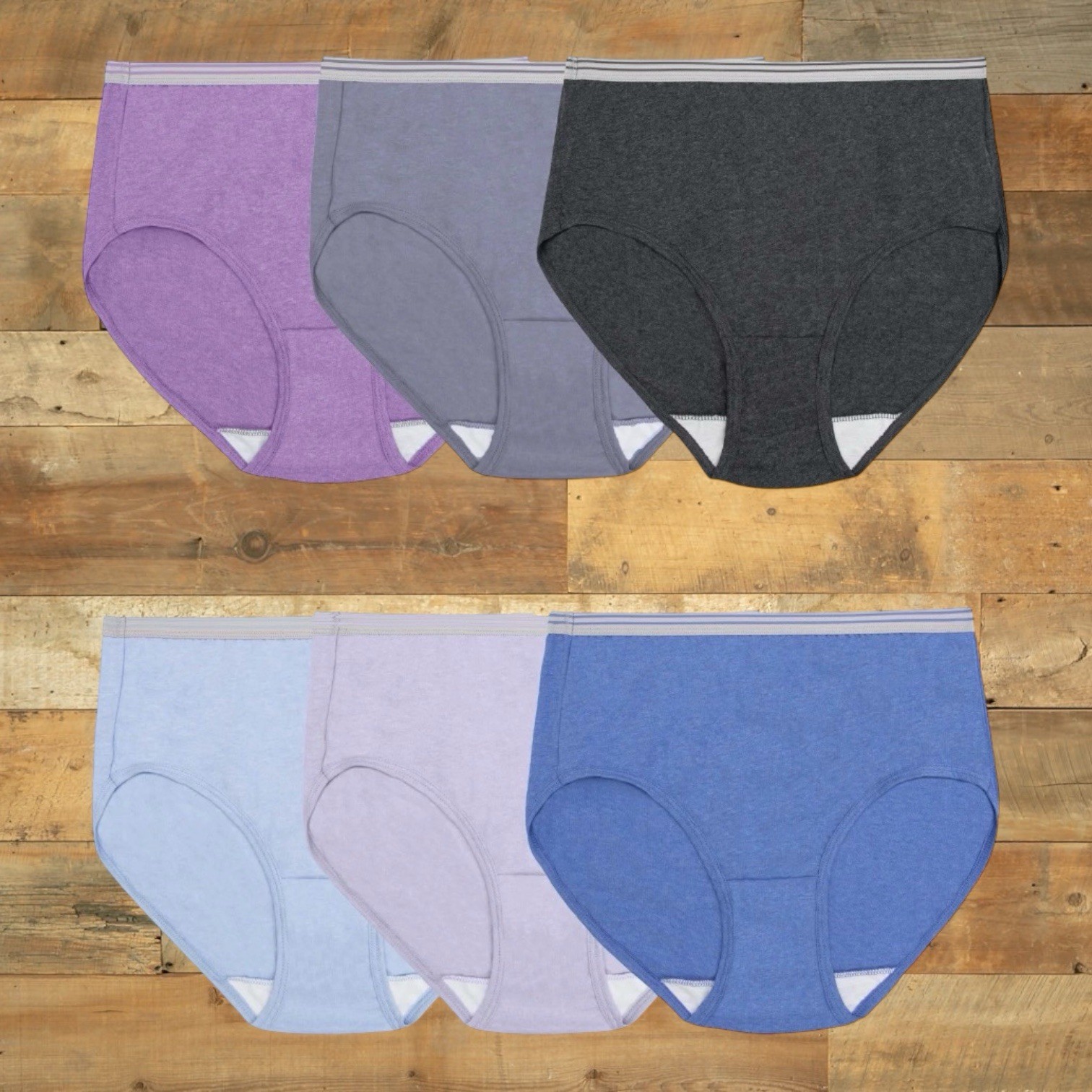 Fruit of the Loom Women’s Heather Briefs Underwear 6-Pack, Assorted, Size 9/2XL