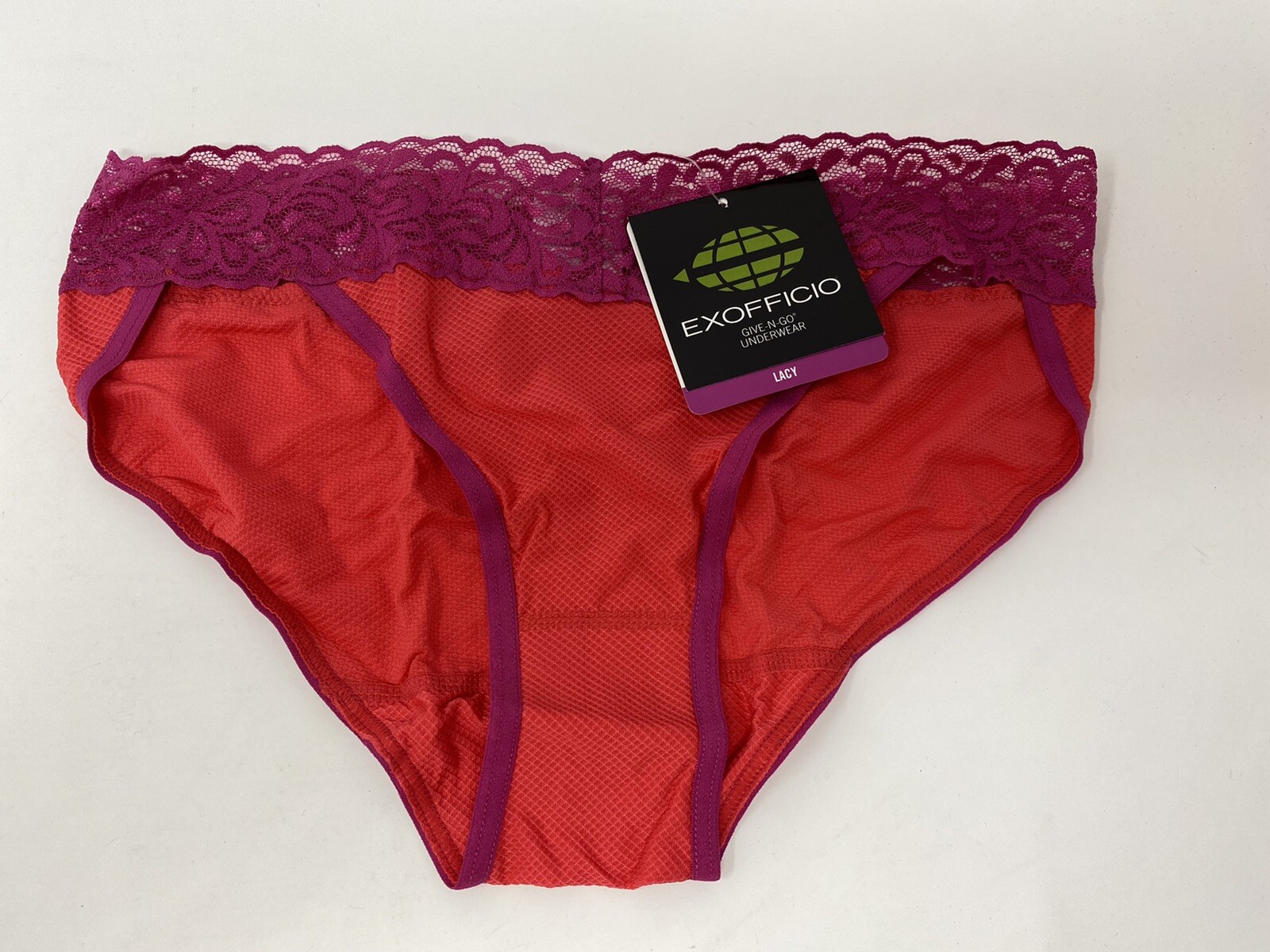 Exofficio Women’s Give-N-Go Lacy Low-Rise Bikini Briefs -XS, S, L, XL – NEW!